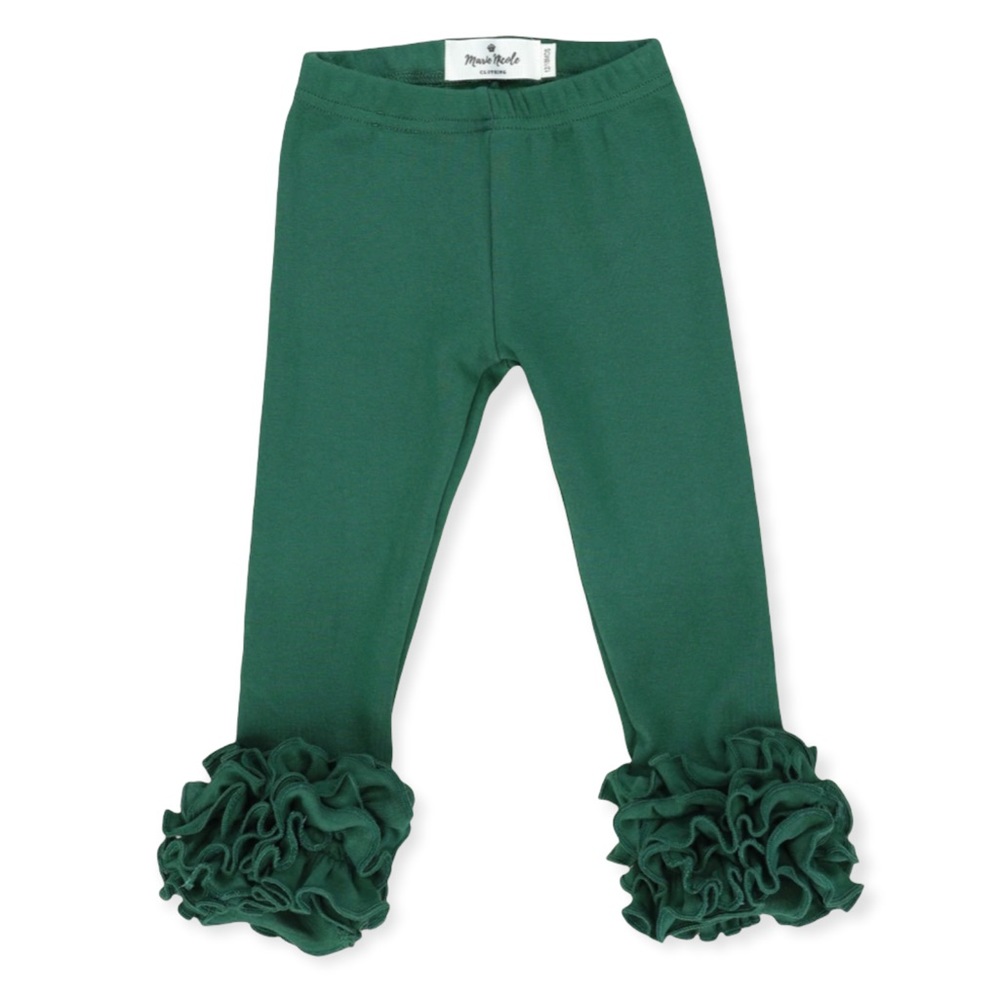 Marie Nicole Cotton Icing Ruffle Leggings Hunter Green Size 6